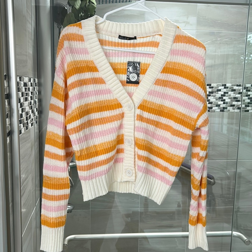 Nikka K | Striped Button Front Cardigan